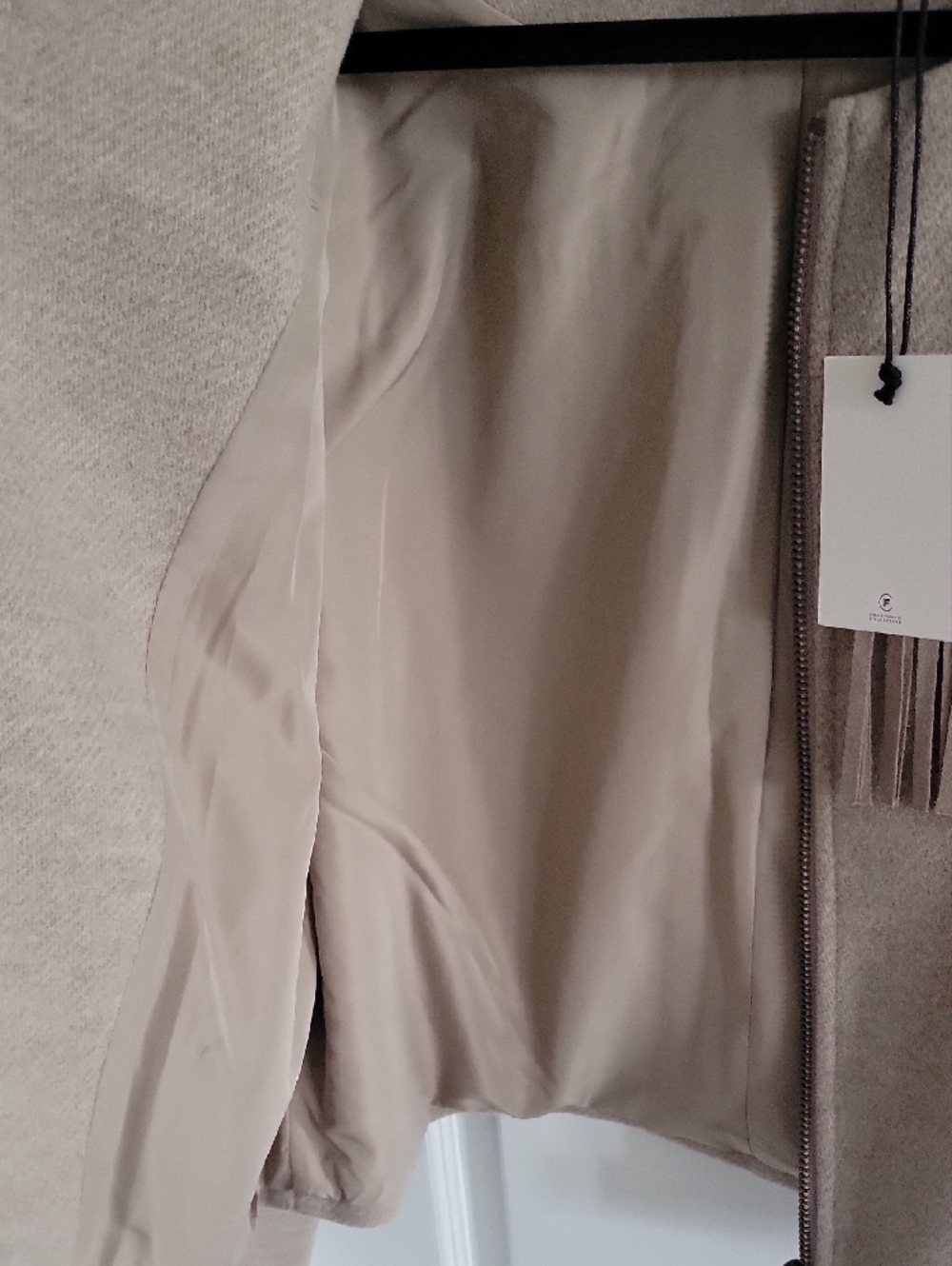 RM Rebecca Minkoff Taupe Fringe Zip-Front Jacket - Picture 7 of 13